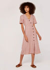 Stripe Asym Button Dress, Rust, large