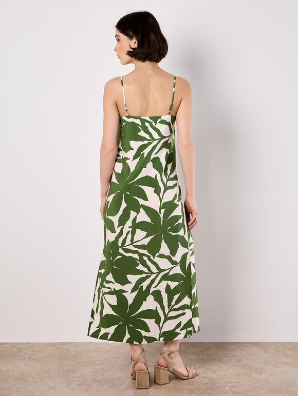Floral Silhouette Cami Midi Dress, Green, large