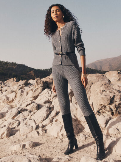 Soft Ribbed Knit Slim-Leg Joggers