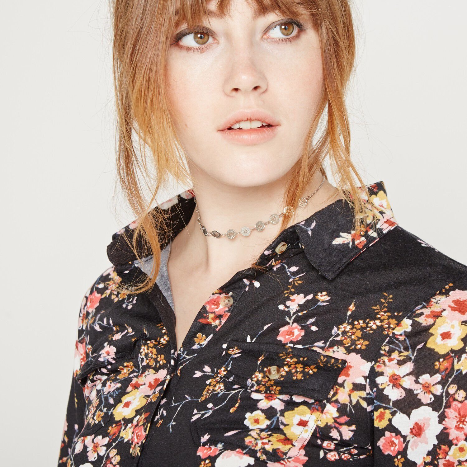 トップス BLOSSOM LACE TOPS Oriental Blossom Lace Trim Shirt