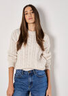 Pearl Embellished Cable Knit Jumper, Cream, large