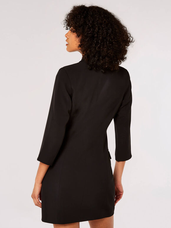 Double-Breasted Blazer Mini Dress, Black, large