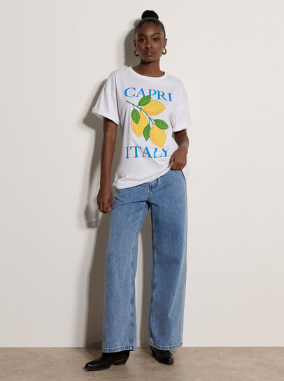 Capri Italy Lemon Cotton T-Shirt