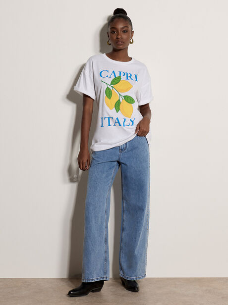 Capri Italy Lemon Cotton T-Shirt