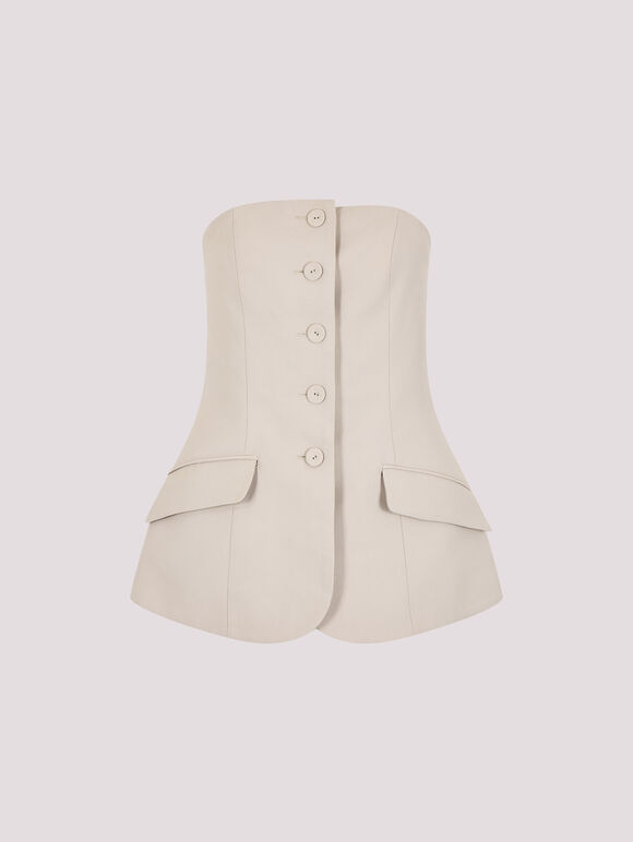 Tailored Bandeau Waistcoat, Stone, large