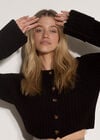 Chunky Knit Cardigan, Black, large