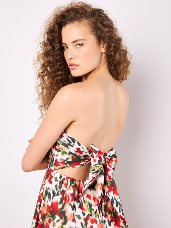 Floral Ikat Palazzo Jumpsuit, Red, large