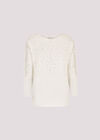 Batwing Sleeve Studded Jumper, White, large