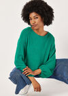 Button Back Ribbed Soft Touch Top, Green, large