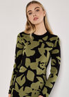 Abstract Flower Knitted Midaxi Dress, Black, large