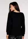 Cable Stripe Batwing Aran Jumper, Black, large