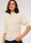 Cable Knit Jumper, Stone, large