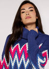 Chevron Jumper Mini Dress, Blue, large