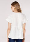 Peplum Hem Pointelle Top, Cream, large