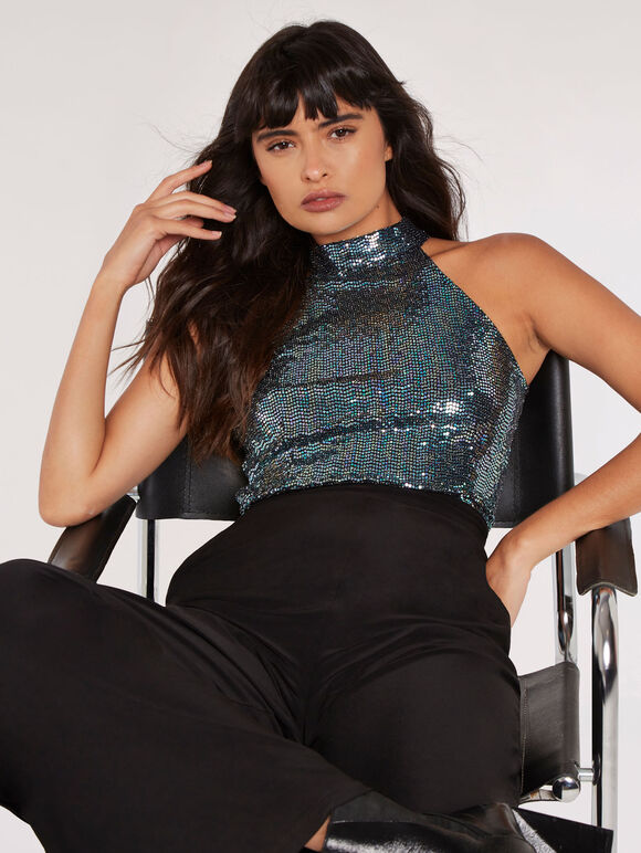 Rainbow Mirrorball Jumpsuit, Black, large