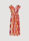 Metallic Leaf Stripe Kimono Maxi Dress, Pink, large