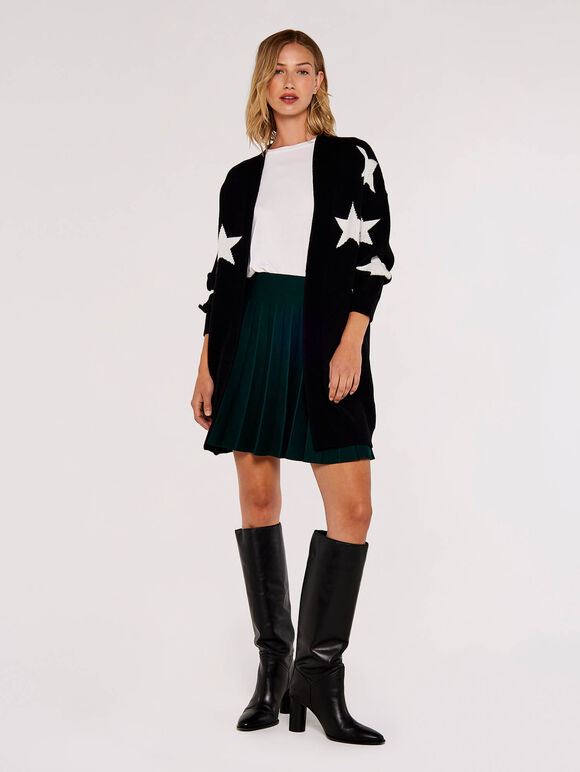 Stargaze Jacquard Cardigan, Black, large