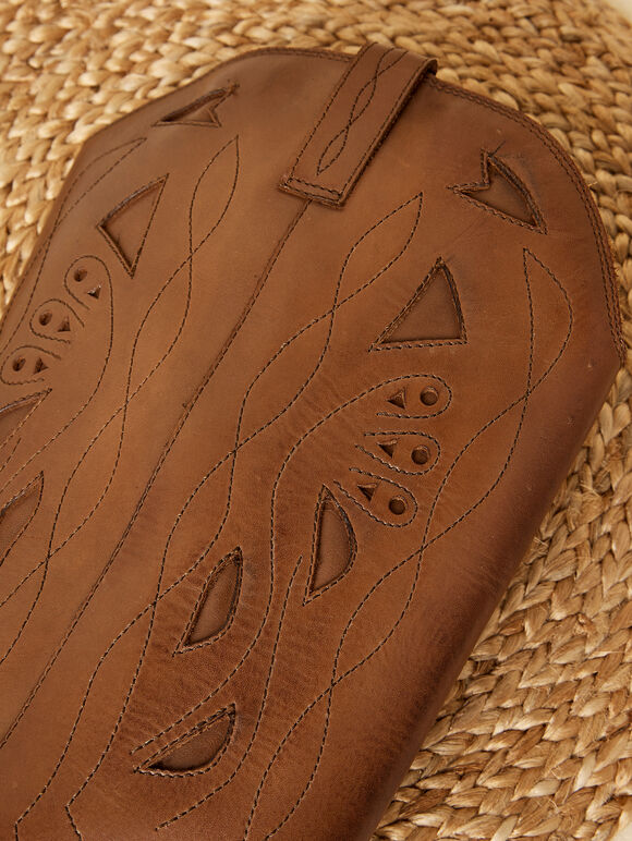 Tall Leather Cowboy Boots, Brown, large