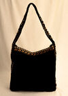 Floral Embroidered Shoulder Bag, Black, large