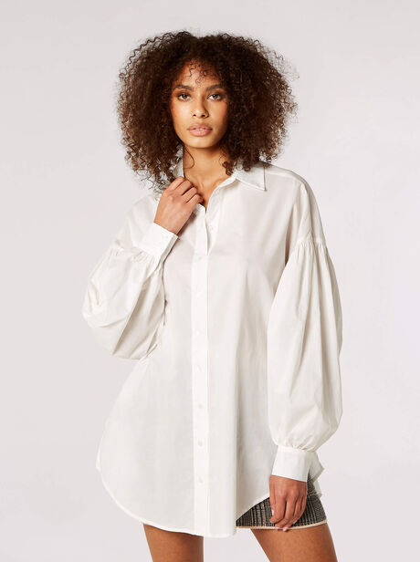 Balloon Sleeve Cotton Shirt
