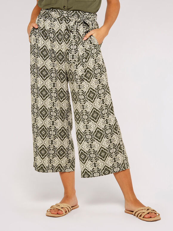 Ikat tile culotte, Khaki, large