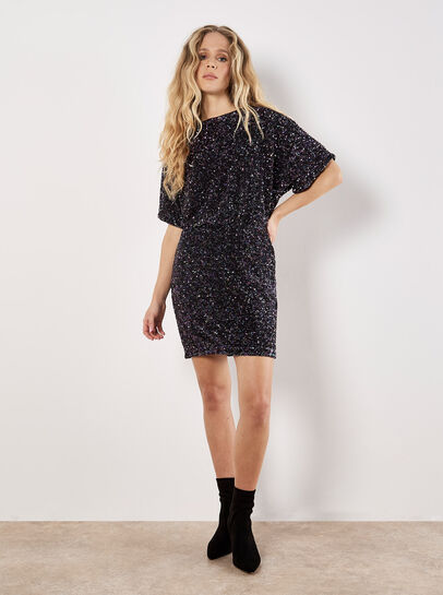 V-Back Sequin Mini Dress