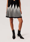 Geometric Knit Mini Skirt, Black, large