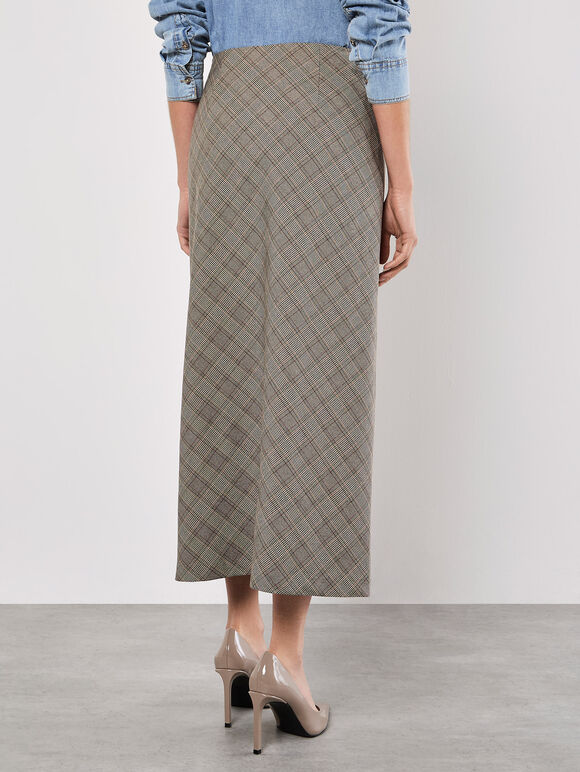 Heritage Check Bias Maxi Skirt, Grey, large