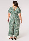 Curve Leaf Print Jumpsuit, Green, large