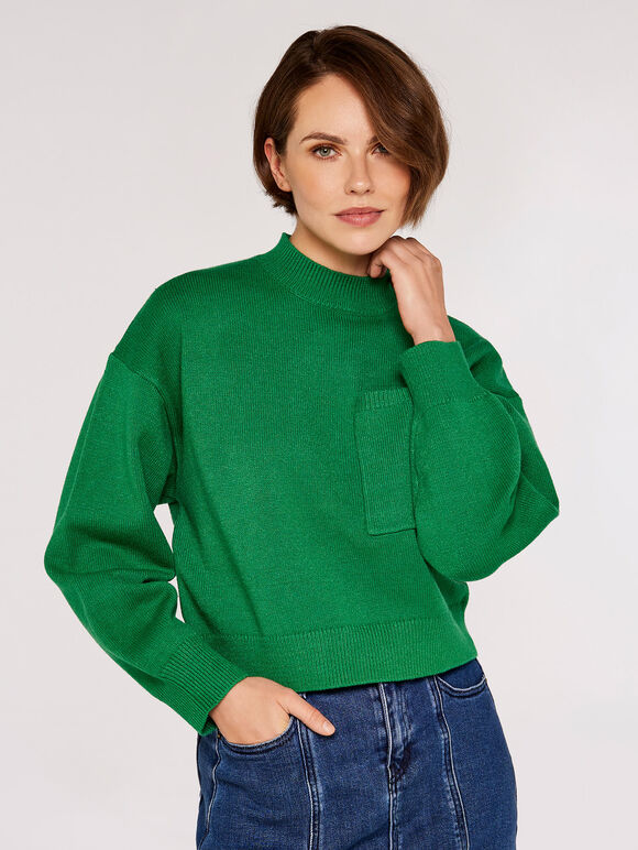 Boxy Pocket Jumper, Green, large