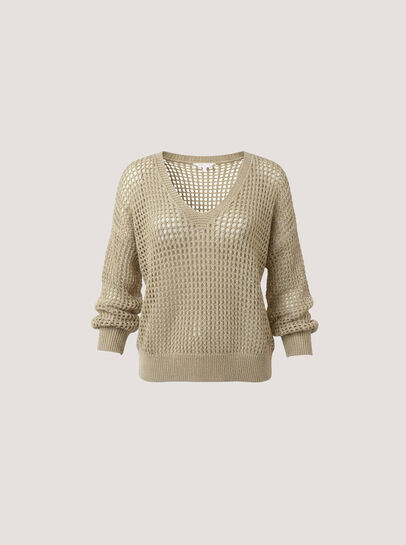 Gold Shimmer Open Knit Jumper