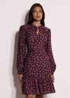 Ditsy Floral Mini Skater Dress, Burgundy, large