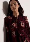 Floral Print Chiffon Midi Dress, Plum, large