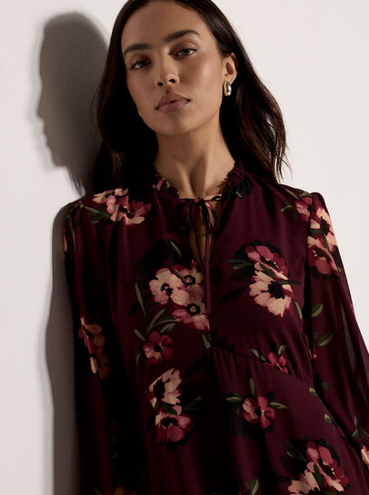 Floral Print Chiffon Midi Dress