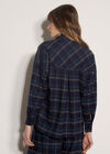 Oversized Check Print Shirt, Navy, large