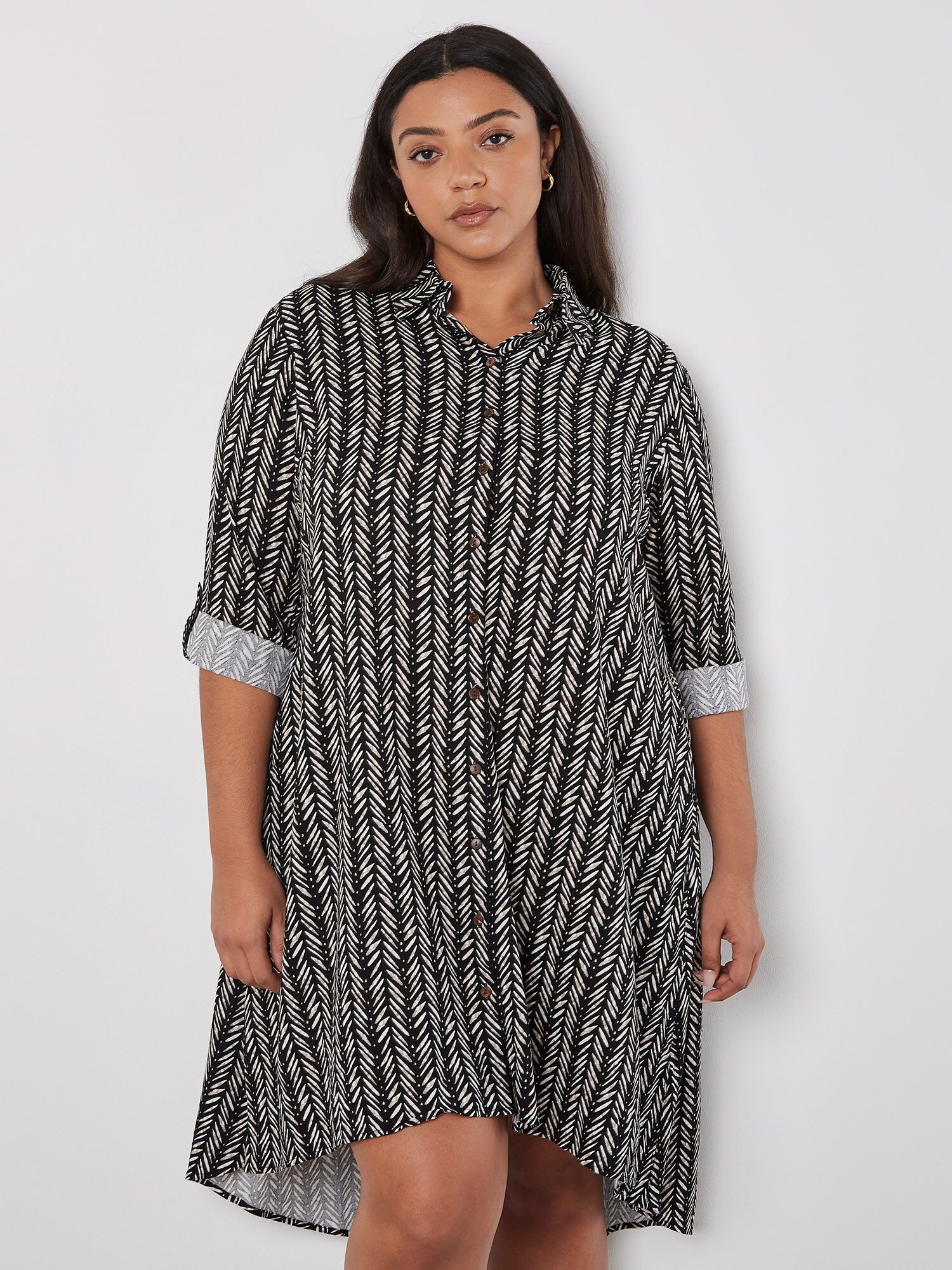 Black and white chevron dress sale