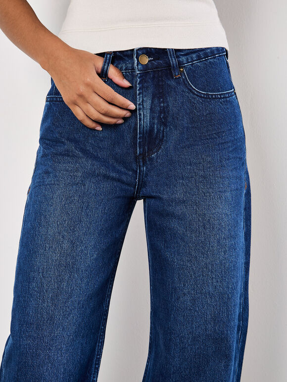 Elisa Wide Straight Leg Jeans, Blue, large