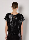 Sequin Crop T-Shirt, Black, large