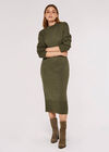 Chunky Knit Midi Dress, Khaki, large