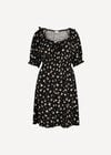 Floral Ruffle Milkmaid Mini Dress, Black, large