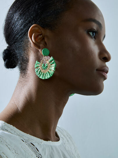 Raffia Gold Fan Earrings