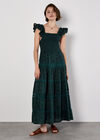 Broderie Anglaise Tiered Smocked Maxi Dress, Green, large