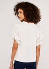 Tulle Sleeve Top, White, large
