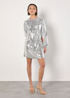 Sequin Shift Mini Dress, Light Grey / Silver, large