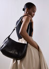 Soft Leather Shoulder Bag, Black, large