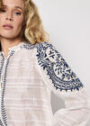 Ruffle Neck Embroidered Blouse, White, large