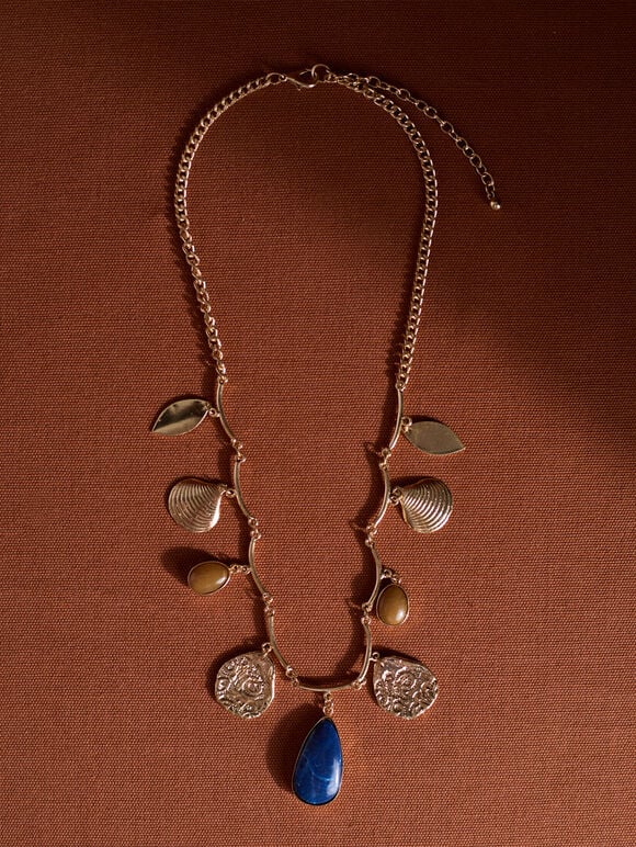 Stone Pendant Gold Tone Necklace, Assorted, large