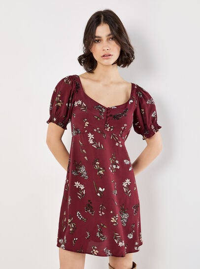 Botanical Floral Smocked Mini Dress