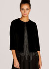 Black Velvet 3/4 Sleeve Light Jacket, Black, large