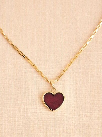 24K Gold Plated Red Heart Necklace